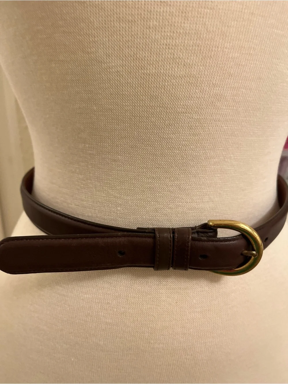 Vintage Coach Chocolate Brown Leather Belt with Brass Buckle — Size Small